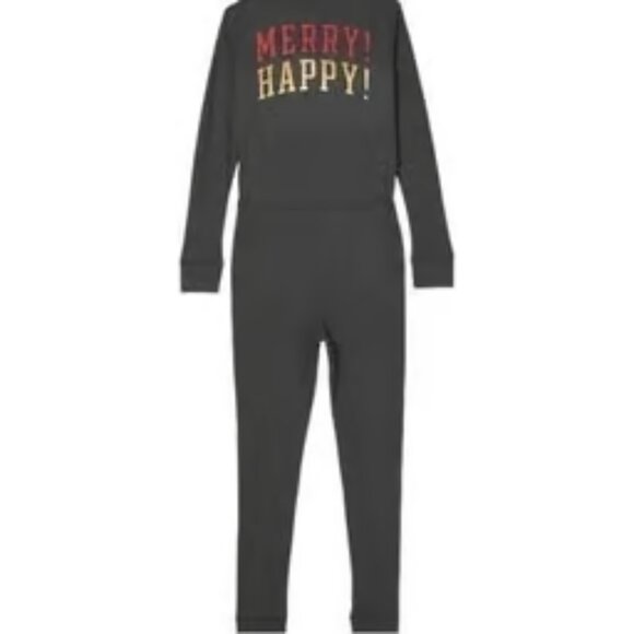 Victoria's Secret Pink Pajamas S Gray Merry Happy Long Janes Thermal Christmas - Picture 5 of 7